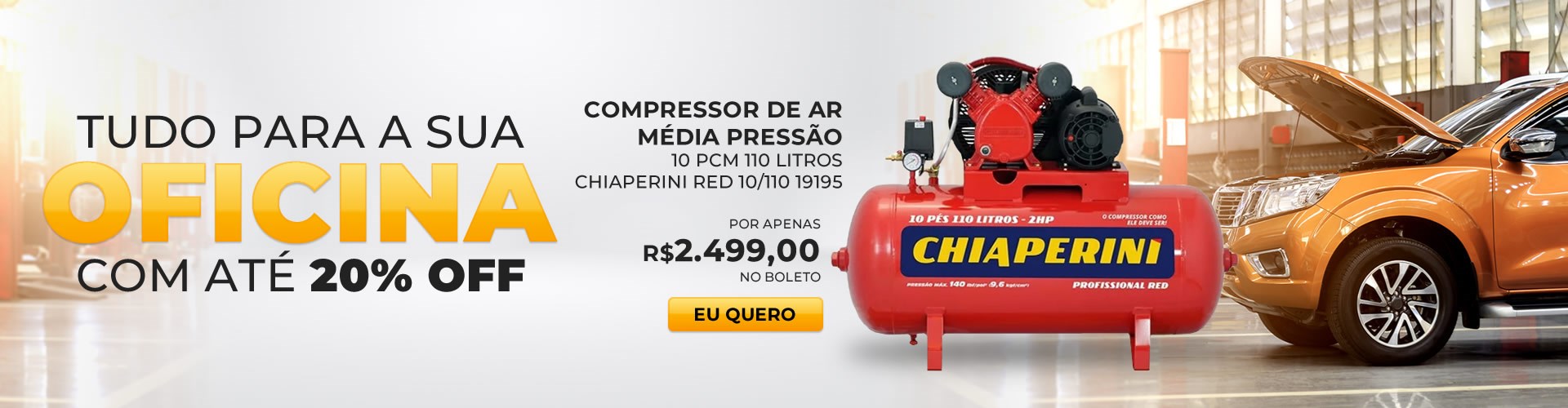 Compressor De Ar Média Pressão 10 Pcm 110 litros Chiaperini Red 10/110 19195