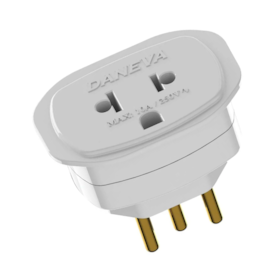 Adaptador Universal 2P+T 10A/250V Branco Granel DN1661 Daneva