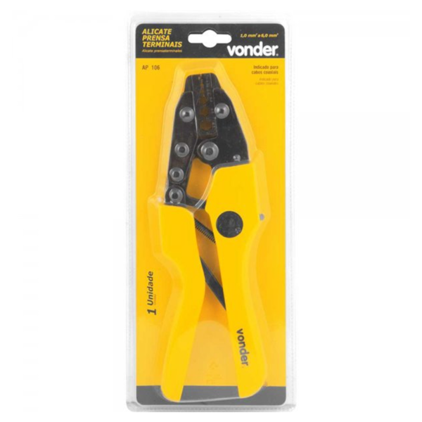 Alicate prensa terminais, coaxial, 1,7 mm² a 8,1 mm², AP 106, 36.86.005.100 Vonder-40607844-e118-45b7-9c04-feab18459bf1