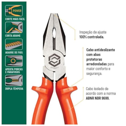 Alicate Universal Isolado Profissional de 8