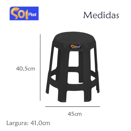 Banqueta Reforçada Guaxuma 120kg em Polímero Preta Solplast-407f58e5-876e-47ac-954a-e7b45cc7ce11