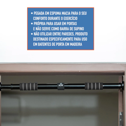 Barra De Porta Ajustável Com Pegada Suave Em Espuma Cinza T142-P Acte Sports-601819e0-e03d-419f-976c-31cbfd01b8c8