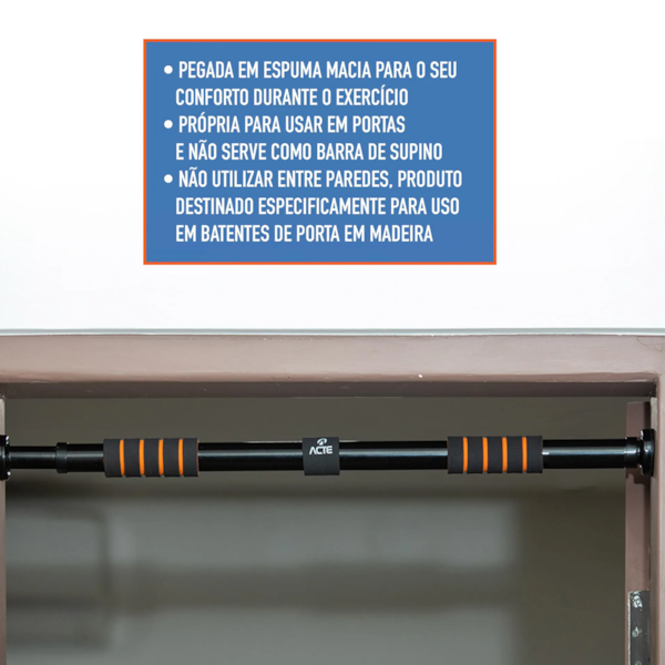 Barra De Porta Ajustável Com Pegada Suave Em Espuma Preto/Laranja T142 Acte Sports-d3149519-b0db-4941-9985-607aaf582729