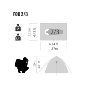 Barraca de camping Fox 2/3 pessoas coluna d’água de 1.800mm 155300 Nautika