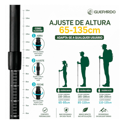 Bastão de Caminhada Alumínio Guepardo Preto 046040-UN Nautika-e913df63-7f1d-49a3-9222-bbc2bb06df1a