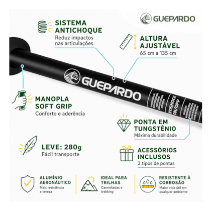 Bastão de Caminhada Alumínio Guepardo Preto 046040-UN Nautika-65bb03b1-e7b2-4884-b7cd-4c364d8ecb40