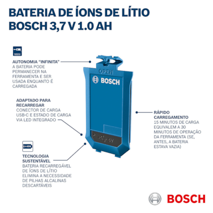 Bateria Recarregável Íons Lítio 3,7V 1.0Ah 1608M00C43 Bosch-7e8f58a6-caf4-48fe-b0fa-dd8770f44165