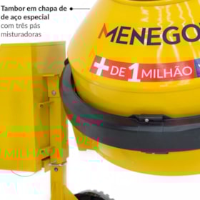 Betoneira Pro 400 Litros Monofásica Com Motor 2CV 40011092 Menegotti