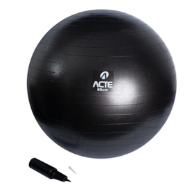 Bola De Pilates 65Cm Preto Com Bomba De Ar T9-Pto Acte Sports