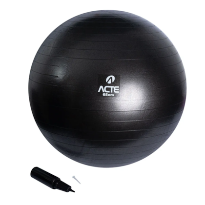 Bola De Pilates 65Cm Preto Com Bomba De Ar T9-Pto Acte Sports