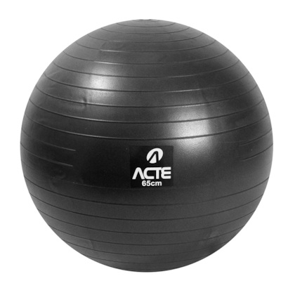 Bola De Pilates 65Cm Preto Com Bomba De Ar T9-Pto Acte Sports