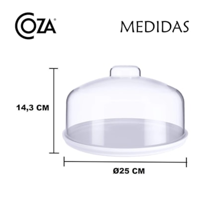 Boleira Cozy Vitrine Base com Cúpula 25cm Branco 10136/3007 Coza-966add26-364b-4c76-b9da-7902e94b5b9c