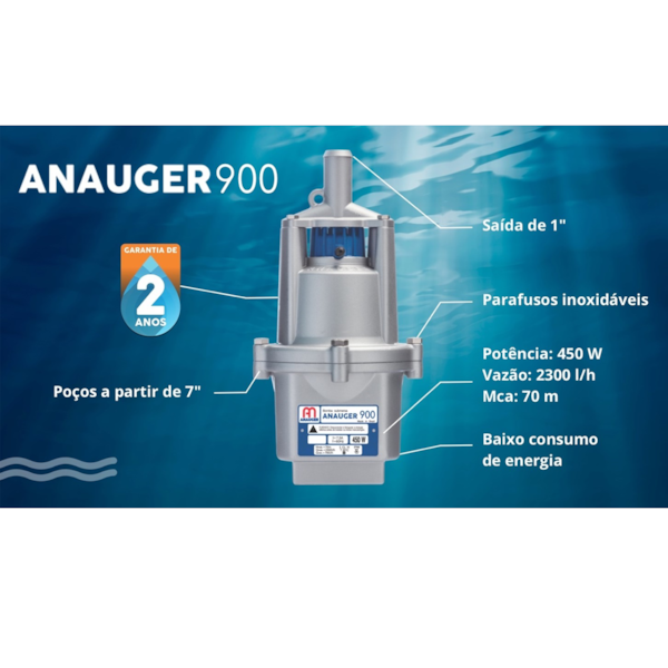 Bomba Submersa Vibratória Para Poço 450W 900 5G Anauger-5bef8055-a0ec-4ab6-b34d-9443491df73b