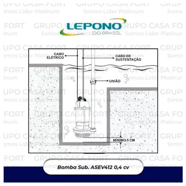 Bomba Submersível Centrifuga P/ Esgoto 0,4 Hp 110V ASEV412 Lepono-51d5d9c5-0217-4826-a978-27620bc56225
