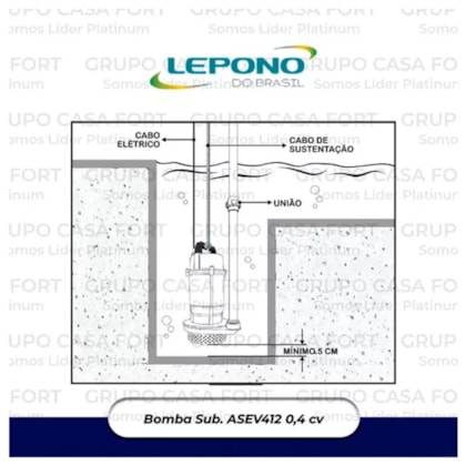 Bomba Submersível Centrifuga P/ Esgoto 0,4 Hp 110V ASEV412 Lepono-6ed6d7a7-c5b4-4bb5-b51a-ad1d32039f79