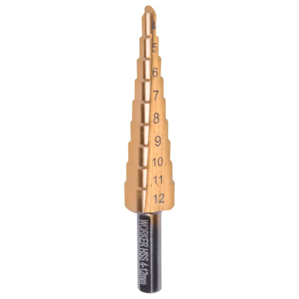 Broca Escalonada 4 a 12mm Aço HSS e Revestimento em Titânio 981672 Worker-e6e343ed-a30b-4a4f-864d-87ae2767292b