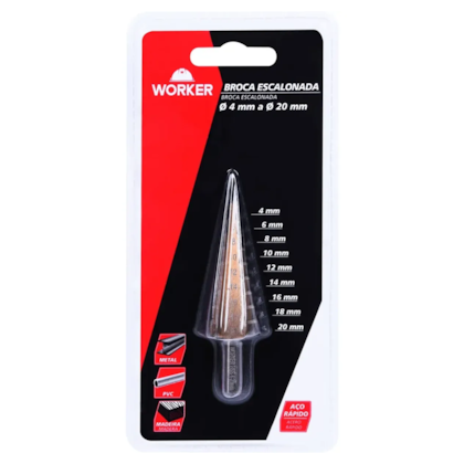 Broca Escalonada 4mm à 20mm em HSS C/ Revestimento em Titânio 981680 Worker-3519402c-16f4-43d8-9247-65ad35ad833a