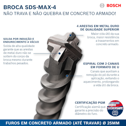 Broca SDS-Max M4 16mm x 540mm Para Concreto 2608685861 Bosch-0f2db1e3-5b07-44be-af29-adf09198615e
