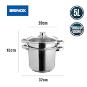 Caçarola Espagueteira Savoy com Cozi-Vapor 5,0L Aço Inox 4809/100 Brinox