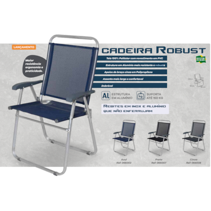 Cadeira Alumínio Robust 150kg Azul 66002 Belfix