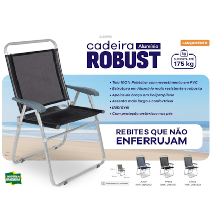 Cadeira Alumínio Robust 150kg Preta 66007 Belfix