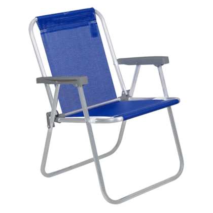 Cadeira de Praia Alta Lazy Aluminio Sannet Azul Marinho 23518 Bel