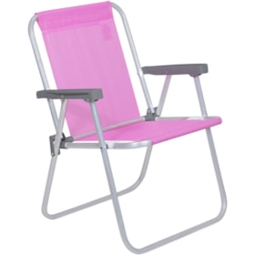 Cadeira de Praia Alta Lazy Alumínio Sannet Rosa 23512 Bel