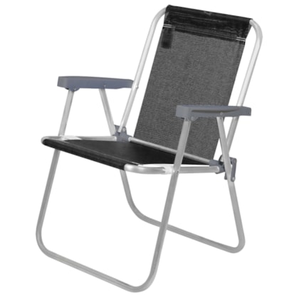 Cadeira de Praia Alta Lazy em Alumínio Sannet Preto 23507 Bel-3d428dd3-f1f2-4c0e-8a5b-0aca208f2db1