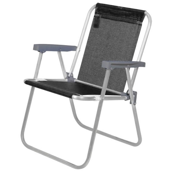 Cadeira de Praia Alta Lazy em Alumínio Sannet Preto 23507 Bel-34527104-5d6e-48ce-84a4-8ce71b2875a0