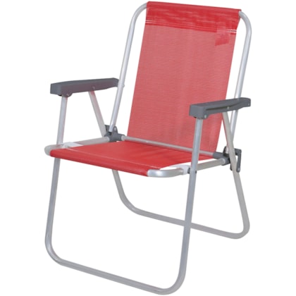 Cadeira de Praia Alta Lazy em Alumínio Vermelha 23504 Belfix-2e395714-9195-48f8-a292-1bca22865ffc