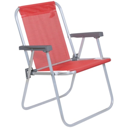 Cadeira de Praia Alta Lazy em Alumínio Vermelha 23504 Belfix-a03694ca-e095-471e-b6c2-aa1850b2881b