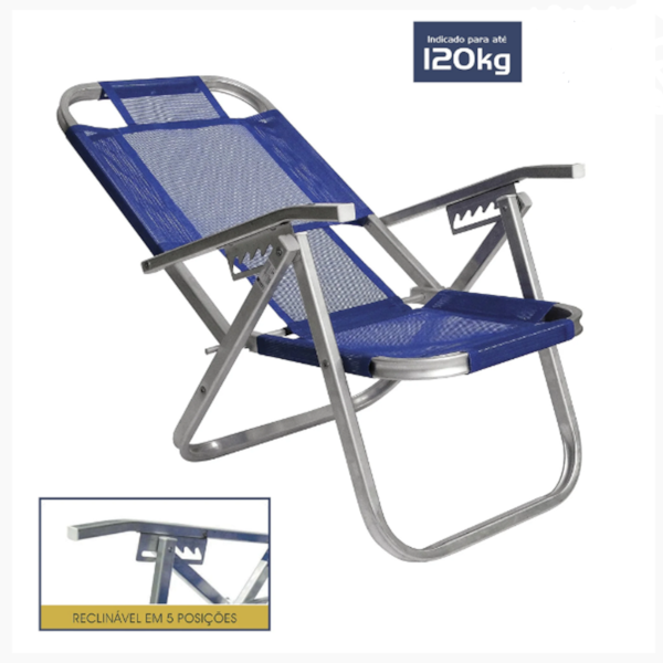 Cadeira de Praia Botafogo Azul Royal com 5 Posições Reclináveis-e63a43a4-00cf-417f-9a2b-c2f3e634655c