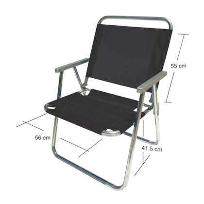 Cadeira De Praia BTF Varanda Extra Larga 130kG Em Alumío Preta CAD0675 Botafogo-205b20e6-31bf-4ce3-b437-e9012bebd7b6