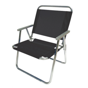 Cadeira De Praia BTF Varanda Extra Larga 130kG Em Alumío Preta  CAD0675 Botafogo