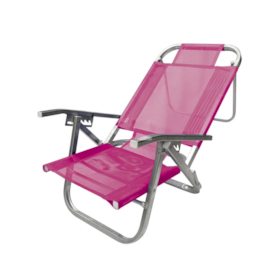 Cadeira de Praia Copacabana Reclinável 5 Posições Rosa CAD0683 Botafogo