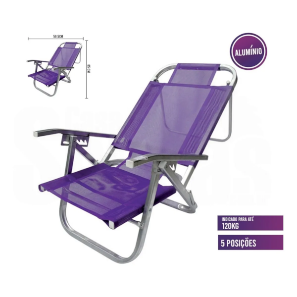 Cadeira de Praia Copacabana Reclinável Roxa CADO398 Botafogo-10b1c490-7885-4fb7-b41f-7e822723ba05