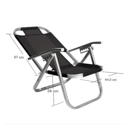 Cadeira de Praia Reclinável Alta Ipanema Preta CAD0690 Botafogo-a1d53796-009e-4f26-9873-8b73b02f925f