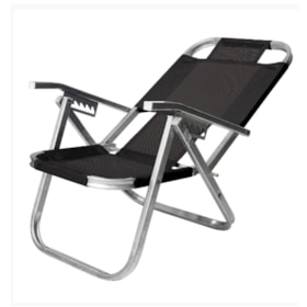 Cadeira de Praia Reclinável Alta Ipanema Preta CAD0690 Botafogo