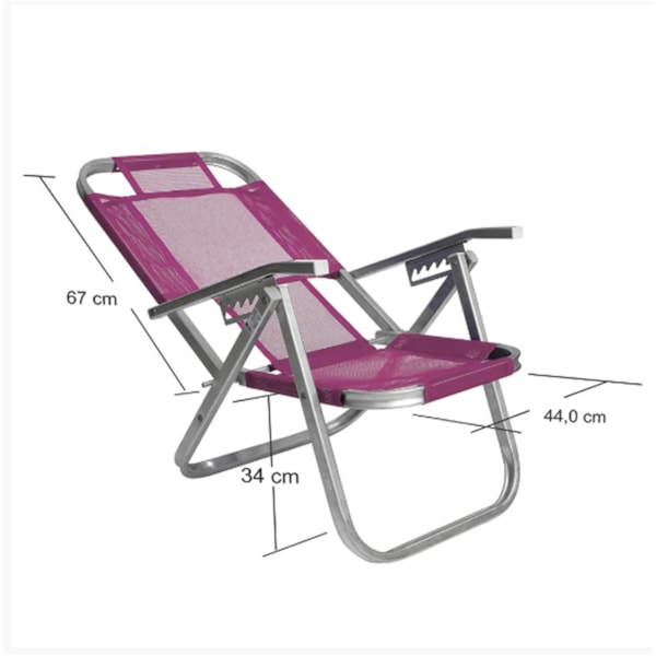 Cadeira de Praia Reclinável Alta Ipanema Rosa CAD0684 Botafogo-2e77f9b0-6433-4378-89e6-553ef93b3773
