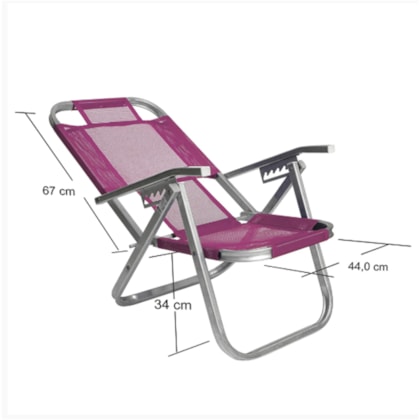 Cadeira de Praia Reclinável Alta Ipanema Rosa CAD0684 Botafogo-f2925eb6-7239-438c-a6ed-fe89fe84f892