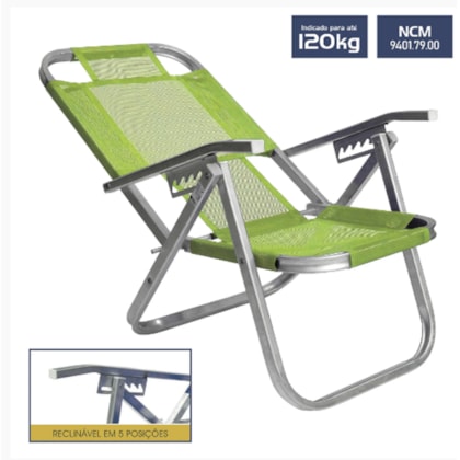 Cadeira de Praia Reclinável Alta Ipanema Verde CAD0395 Botafogo-fc6409a3-6f47-4ab6-a163-a947b892e15c