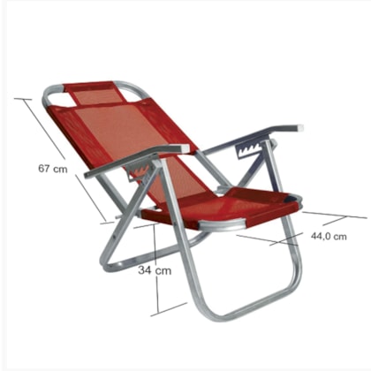 Cadeira de Praia Reclinável Alta Ipanema Vermelha CAD0686 Botafogo-df15e79c-84de-483d-a767-bf82d931473e