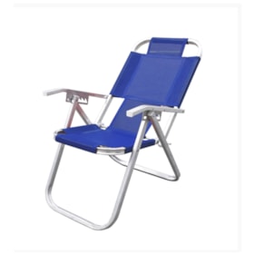 Cadeira de Praia Reclinável Extra Alta Ipanema Azul Royal CAD0666 Botafogo
