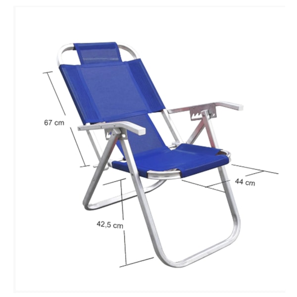 Cadeira de Praia Reclinável Extra Alta Ipanema Azul Royal CAD0666 Botafogo-39257204-3f1a-4b66-944b-0c202b7be14f