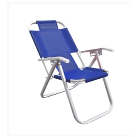 Cadeira de Praia Reclinável Extra Alta Ipanema Azul Royal CAD0666 Botafogo
