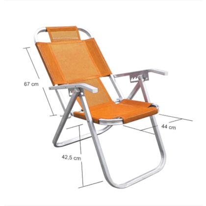Cadeira de Praia Reclinável Extra Alta Ipanema Laranja CAD0665 Botafogo-c9b563a8-58ea-4659-a00a-90edd6fba505