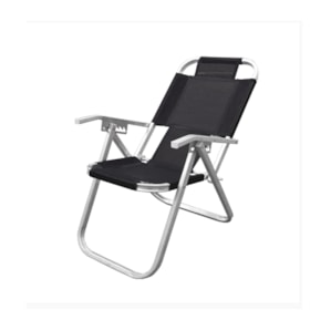 Cadeira de Praia Reclinável Extra Alta Ipanema Preta CAD0672 Botafogo