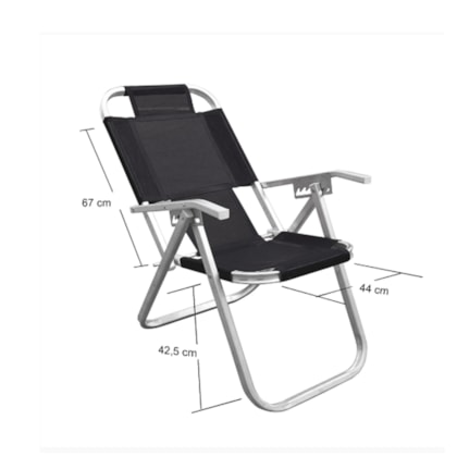 Cadeira de Praia Reclinável Extra Alta Ipanema Preta CAD0672 Botafogo-0f0d31f9-fee5-4066-8723-d698ed3a75c9