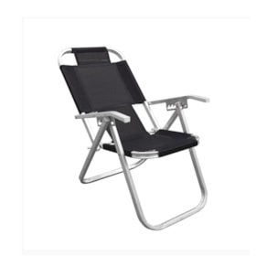 Cadeira de Praia Reclinável Extra Alta Ipanema Preta CAD0672 Botafogo