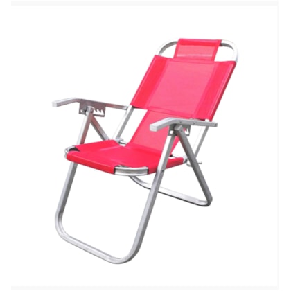 Cadeira de Praia Reclinável Extra Alta Ipanema Rosa CAD0685 Botafogo